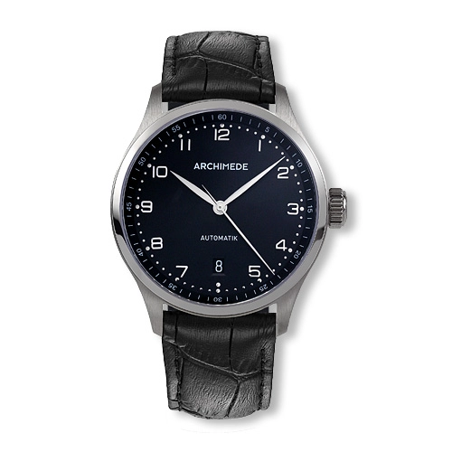 Archimede UA7969-A3.1 : Klassik 39 Stainless Steel / Black / Black Leather