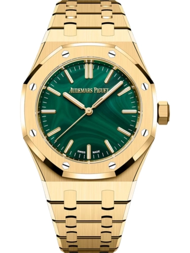 Audemars Piguet 15553BA.OO.1356BA.04 : Royal Oak Selfwinding 37 Yellow Gold / Malachite