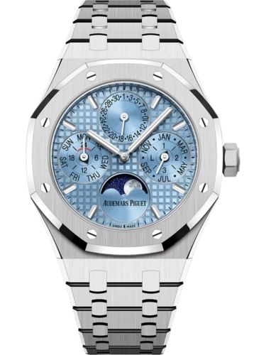 Audemars Piguet 26684ST.OO.1356ST.01 : Royal Oak Perpetual Calendar 38 Stainless Steel / Light Blue