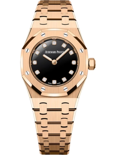 Audemars Piguet 67630OR.OO.1312OR.01-B : Royal Oak Mini Quartz Pink Gold / Onyx - Diamond