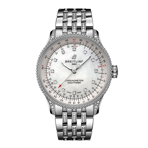 Breitling A17395721G1A1 : Navitimer 1 35 Automatic Stainless Steel - Diamond / MOP / Bracelet