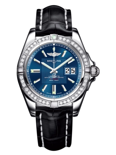 Breitling A49350LA.C806.728P : Galactic 41 Stainless Steel / Diamond / Metallica Blue / Croco