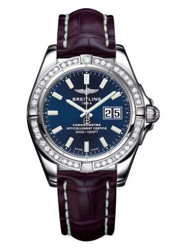 Breitling A49350LA.C929.720P : Galactic 41 Stainless Steel / Diamond / Horizon Blue / Croco