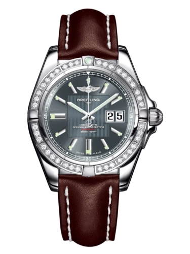 Breitling A49350LA.F549.431X : Galactic 41 Stainless Steel / Diamond / Tomcat Gray / Calf