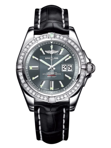 Breitling A49350LA.F549.728P : Galactic 41 Stainless Steel / Diamond / Tomcat Gray / Croco