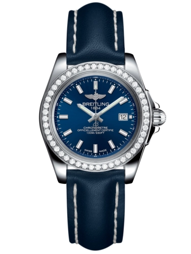 Breitling A7133053/C951/116X/A14BA.1 : Galactic 32 Sleek Edition Stainless Steel / Diamond / Horizon Blue / Calf