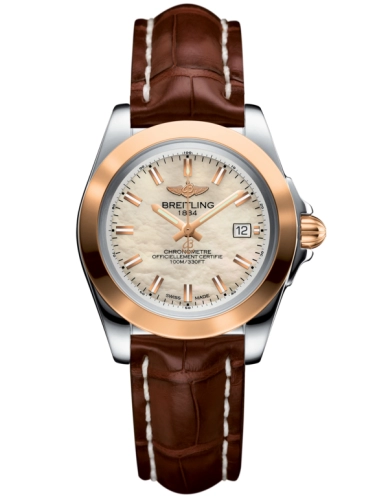 Breitling C7133012/A802/778P/A14BA.1 : Galactic 32 Sleek Edition Stainless Steel / Rose Gold / Pearl / Croco