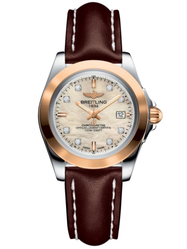 Breitling C7133012/A803/410X/A14BA.1 : Galactic 32 Sleek Edition Stainless Steel / Rose Gold / Pearl Diamond / Calf