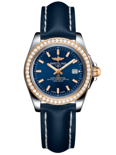 Breitling C7133053/C952/116X/A14BA.1 : Galactic 32 Sleek Edition Stainless Steel / Rose Gold / Diamond / Horizon Blue / Calf