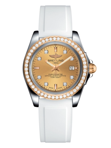 Breitling C7133053/H550/164S/A14S.1 : Galactic 32 Sleek Edition Stainless Steel / Rose Gold / Diamond / Golden Sun Diamond / Rubber