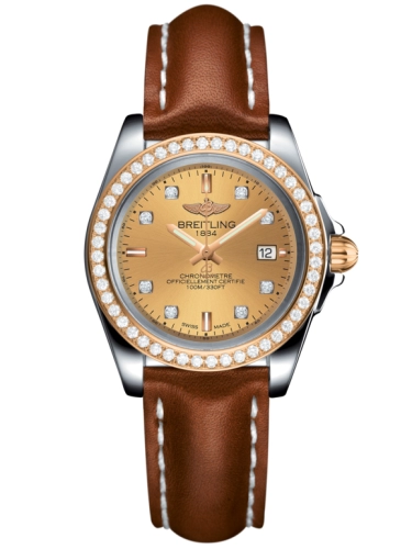 Breitling C7133053/H550/406X/A14BA.1 : Galactic 32 Sleek Edition Stainless Steel / Rose Gold / Diamond / Golden Sun Diamond / Calf