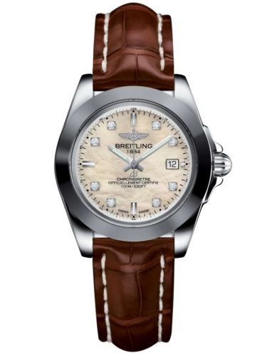 Breitling W7133012/A801/778P/A14BA.1 : Galactic 32 Sleek Edition Stainless Steel / Pearl Diamond / Croco