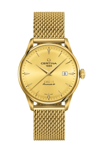 Certina C029.807.33.361.00 : DS-1 Powermatic 80 40 Yellow Gold / Champagne / Mesh