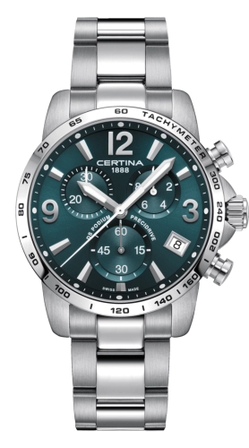 Certina C034.417.11.097.00 : DS Podium Chronograph 1/10 Sec Stainless Steel / Green / Bracelet