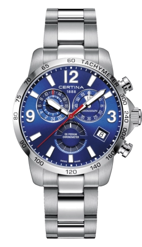 Certina C034.654.11.047.00 : DS Podium Chronograph GMT Stainless Steel / Blue / Bracelet