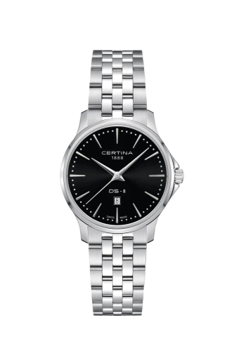 Certina C045.010.11.051.00 : DS-8 Lady Quartz Stainless Steel / Black / Bracelet