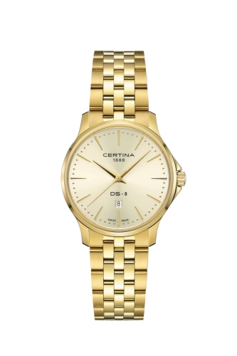 Certina C045.010.33.361.00 : DS-8 Lady Quartz Yellow Gold / Champagne / Bracelet