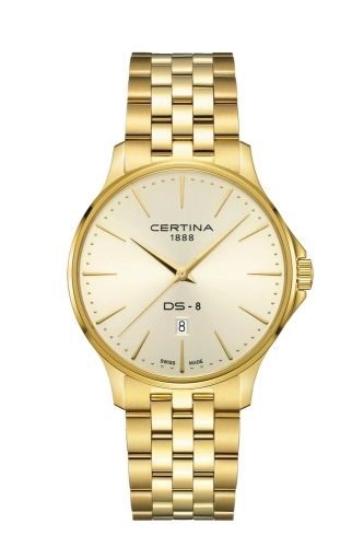 Certina C045.410.33.361.00 : DS-8 Gent Quartz Yellow Gold / Champagne / Bracelet