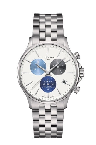Certina C045.417.44.011.00 : DS-8 Chrono Titanium / White Tricolor / Bracelet