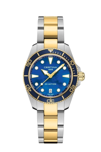Certina C048.210.22.131.00 : DS Action Quartz 34.5 Stainless Steel - Yellow Gold / MOP / Bracelet