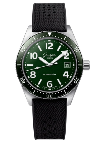 Glashütte Original 1-39-11-13-63-06 : SeaQ Date Stainless Steel / Green / Rubber - Pin