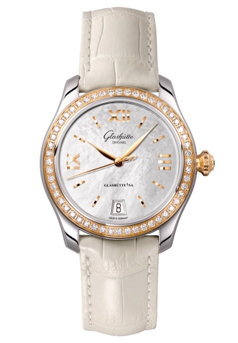 Glashütte Original 1-39-22-09-16-04 : Lady Serenade Stainless Steel / Rose Gold / Diamond / MOP / Alligator / Folding