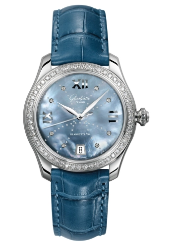 Glashütte Original 1-39-22-11-22-44 : Lady Serenade Stainless Steel / Diamond / Blue MOP - Index Line / Alligator / Pin