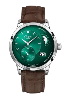 Glashütte Original 1-90-02-13-32-62 : PanoMatic Lunar Stainless Steel / Green / Alligator / Folding