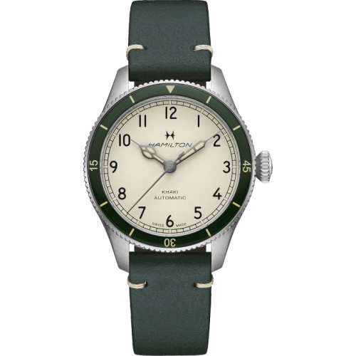 Hamilton H76255810 : Khaki Pilot Pioneer 38 Stainless Steel / White