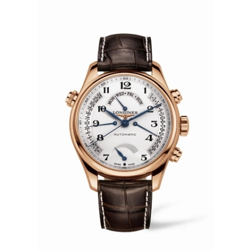 Longines L2.716.8.78.5 : Master Collection 44 Retrograde Power Reserve Pink Gold / Silver-Arabic / Alligator XL