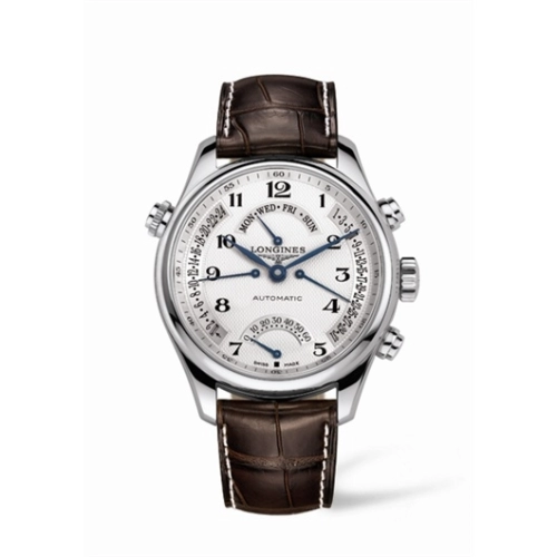 Longines L2.717.4.78.3 : Master Collection 44 Retrograde Stainless Steel / Silver-Arabic / Alligator XL