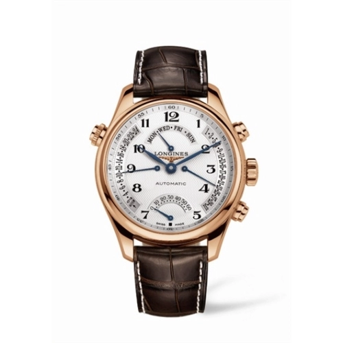 Longines L2.717.8.78.5 : Master Collection 44 Retrograde Pink Gold / Silver-Arabic / Alligator XL