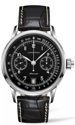 Longines L2.800.4.53.0 : Heritage Column Wheel Single Push Piece Chronograph Black