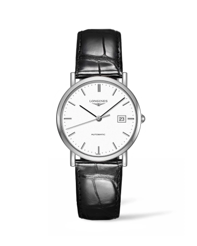 Longines L4.809.4.12.2 : Elegant Collection 34.5 Automatic Stainless Steel / White / Strap