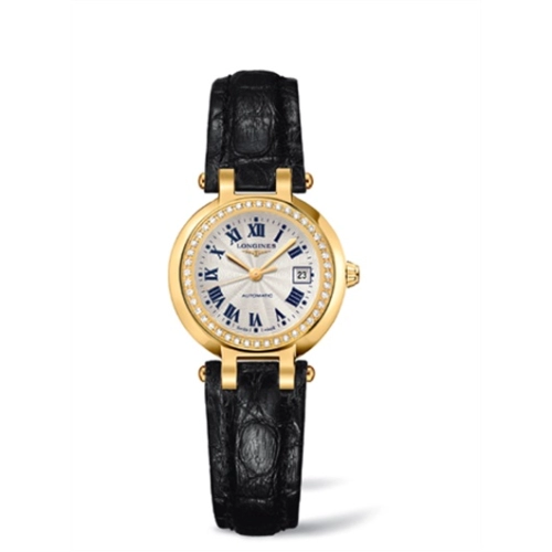 Longines L8.111.7.78.2 : PrimaLuna Automatic 26.5 Yellow Gold Diamond Leather