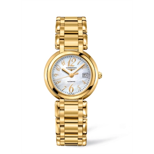 Longines L8.113.6.83.6 : PrimaLuna Automatic 30 Yellow Gold Funky MOP