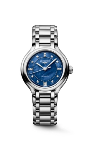 Longines L8.124.4.97.6 : PrimaLuna 34 Automatic Stainless Steel / Blue MOP / Bracelet