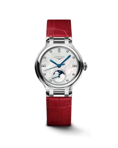 Longines L8.126.4.87.2 : PrimaLuna 34 Automatic Moonphase Stainless Steel / MOP