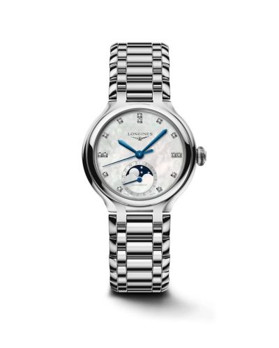 Longines L8.126.4.87.6 : PrimaLuna 34 Automatic Moonphase Stainless Steel / MOP / Bracelet