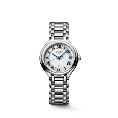 Longines L8.142.4.71.6 : PrimaLuna 30 Stainless Steel / Silver - Roman / Bracelet