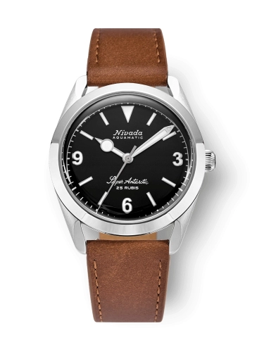 Nivada Grenchen 32039A16 : Super Antarctic 3.6.9. Black - No Vintage Effect / Stainless Steel / Brown