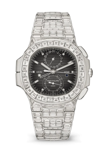 Patek Philippe 5990/1400G-001 : Nautilus Travel Time White Gold - Diamond / Grey