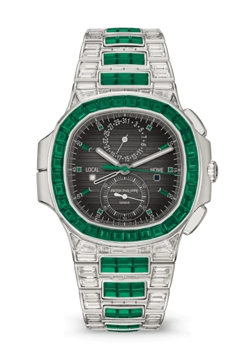 Patek Philippe 5990/1423G-001 : Nautilus Travel Time White Gold - Emerald / Grey