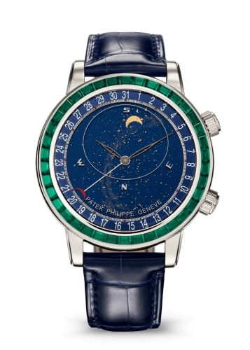 Patek Philippe 6104/13P-010 : Celestial 6104 Platinum - Emerald / Blue