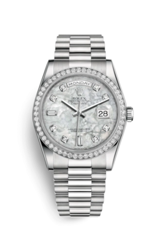 Rolex 118346-0038 : Day-Date 36 Platinum Diamonds / President / MOP