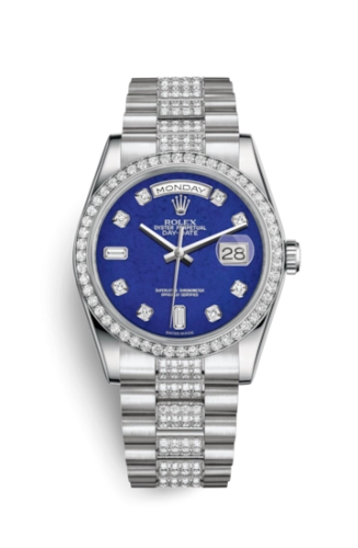 Rolex 118346-0089 : Day-Date 36 Platinum Diamonds / President Diamond / Lapis