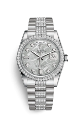 Rolex 118346-0092 : Day-Date 36 Platinum Diamonds / President Diamonds / Ice Blue Diamond