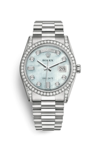 Rolex 118389-0084 : Day-Date 36 White Gold Diamond / President / Oxford MOP