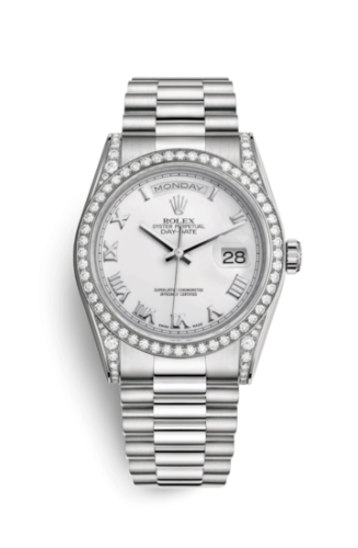 Rolex 118389-0098 : Day-Date 36 White Gold Diamonds / President / White Roman