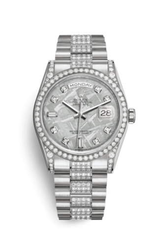 Rolex 118389-0101 : Day-Date 36 White Gold Diamonds / President Diamonds / Meteorite